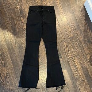 MOTHER Black Flare Wide Leg Jeans